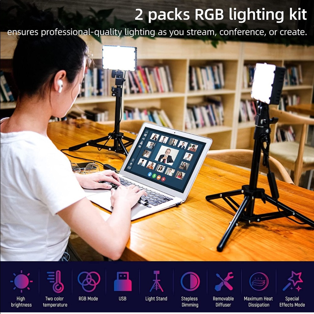 RGB Photography Lighting,USB Powered 2600K-6000K LED Tabletop Light with Stand - Picture 2 of 9